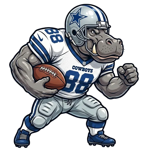 SweepSquad Hippo mascot in American football kit