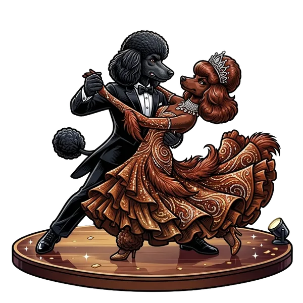 SweepSquad poodle mascots dancing a ballroom routine